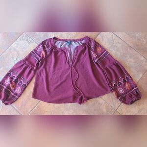 Women's dark Burgundy Boho Top forever 21